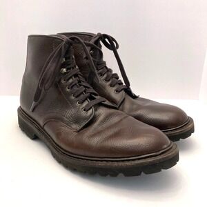 Allen Edmonds Higgins Mill Plain Toe Boot Mens 10 D Brown Pebbled Leather Eyelet